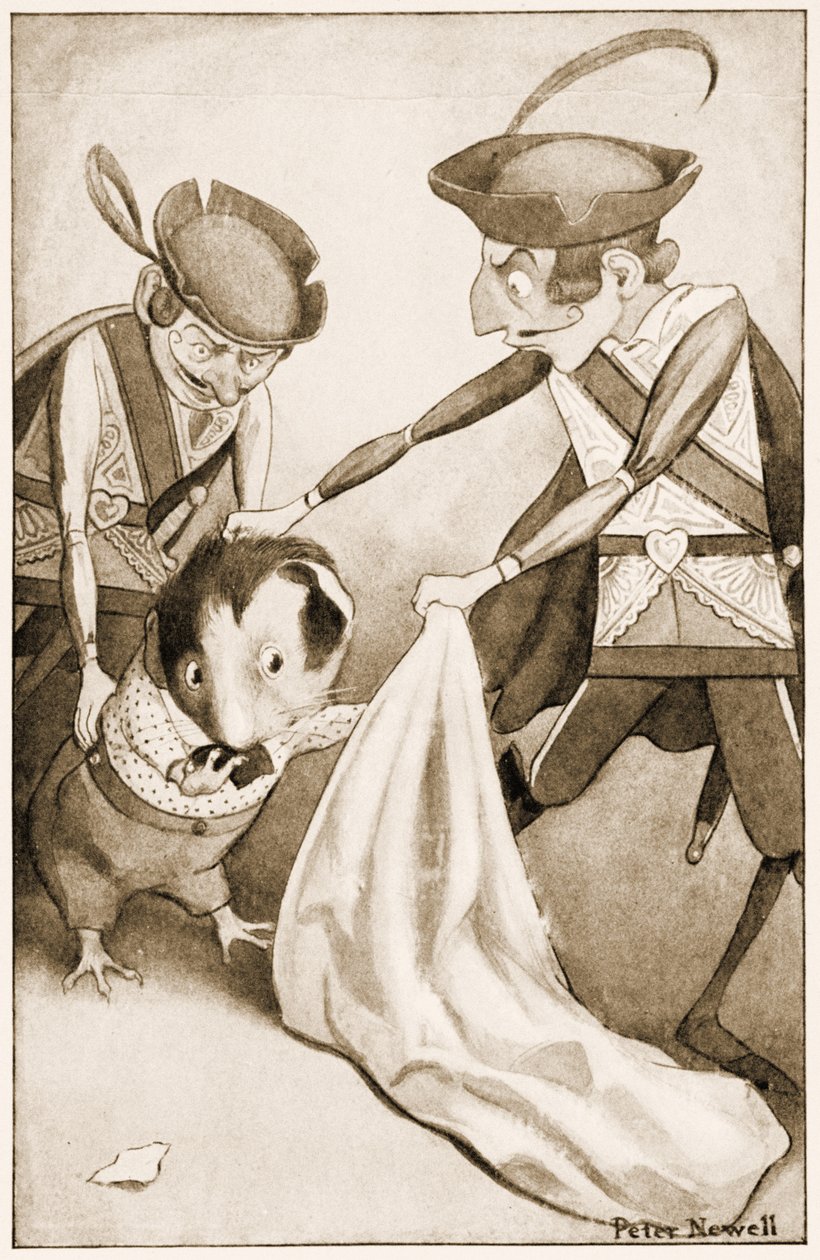 "Tähän he liukastivat marsun", kuvitus Lewis Carrollin Liisa seikkailuista ihmemaassa, 1901 tekijältä Peter Newell