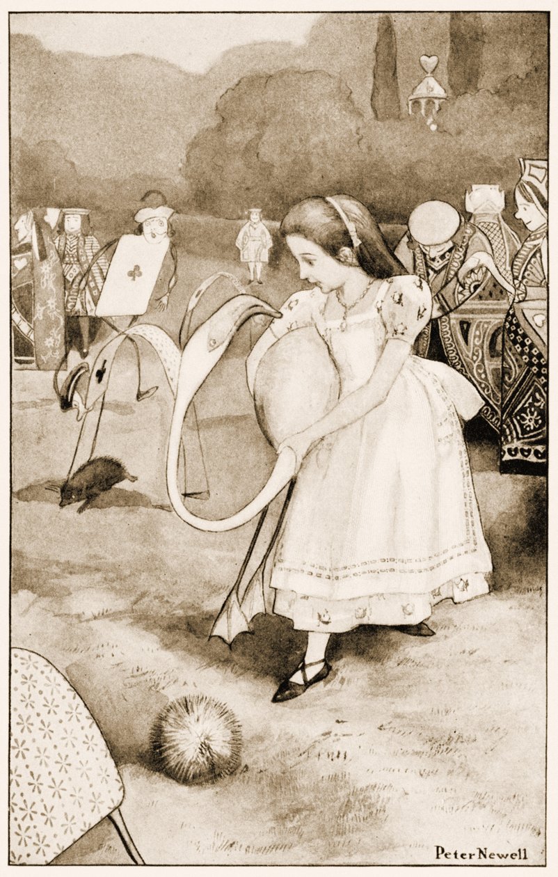 "Se kääntyisi ympäri ja katsoisi hänen kasvoilleen", kuvitus Lewis Carrollin Liisa seikkailut ihmemaassa, 1901 tekijältä Peter Newell