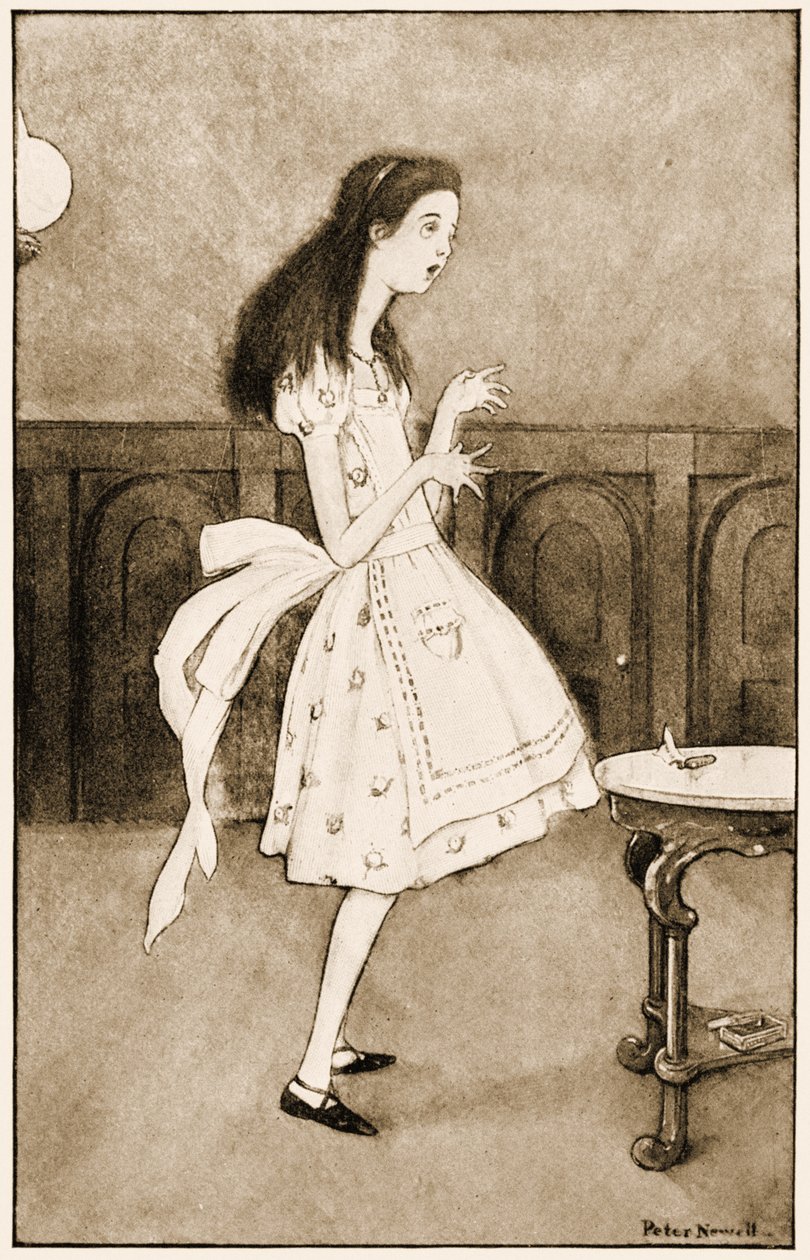 "Nyt avaudun kuin kaikkien aikojen suurin kaukoputki!", kuva Lewis Carrollin Liisa Ihmemaassa, 1901. tekijältä Peter Newell