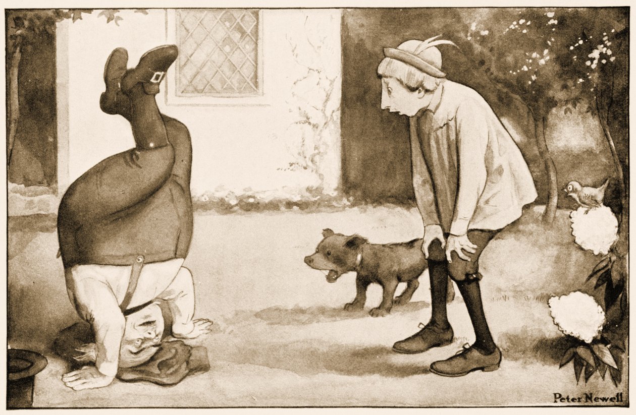 "Vanha isä William seisoo päällään", kuvitus Lewis Carrollin Liisa seikkailuista ihmemaassa, 1901 tekijältä Peter Newell