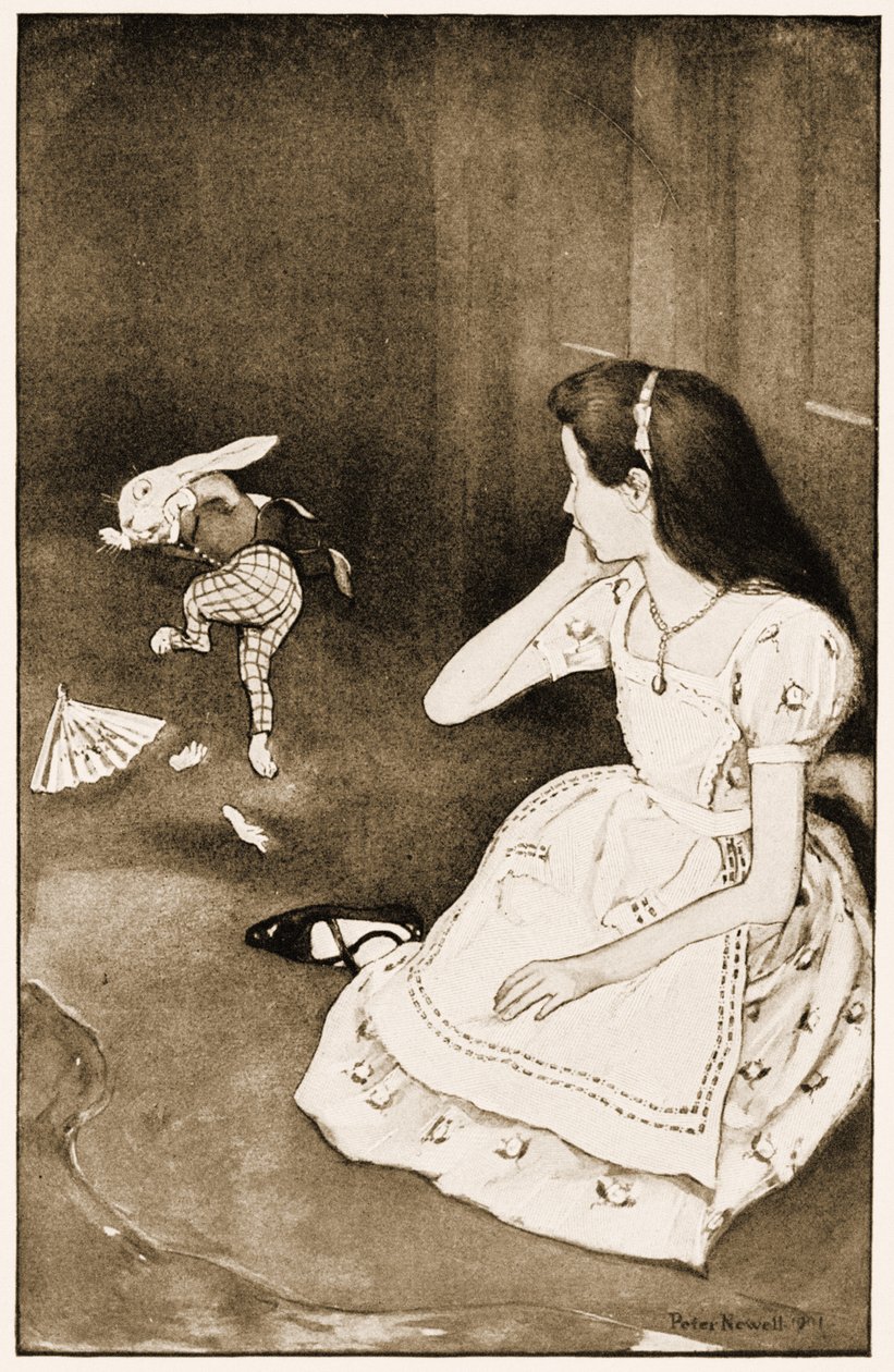 Kani aloitti väkivaltaisesti, kuvitus Lewis Carrollin Alices Adventures in Wonderlandissa, 1901 tekijältä Peter Newell