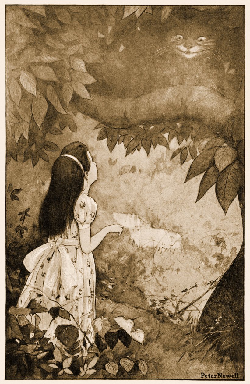 Tällä kertaa se katosi melko hitaasti, kuvitus Lewis Carrollin Alices Adventures in Wonderlandissa, 1901 tekijältä Peter Newell