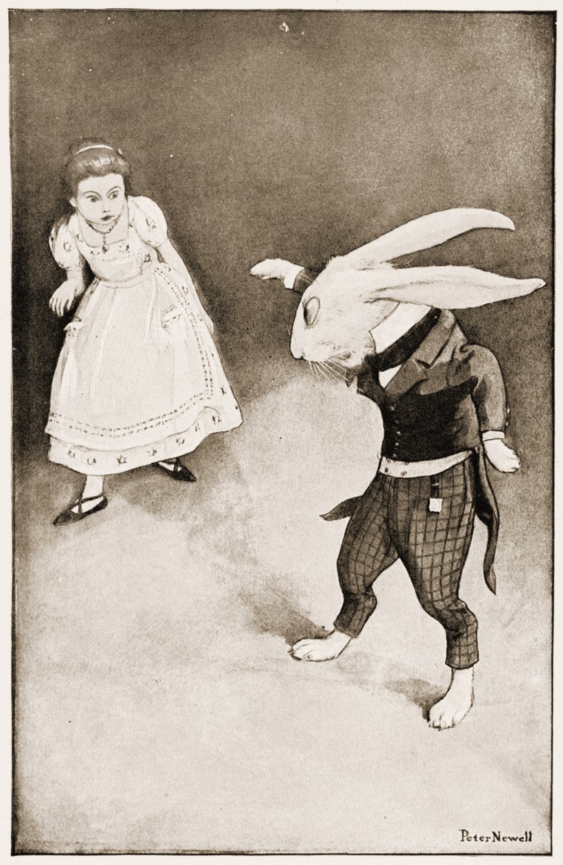 "Miksi, Mary Ann, mitä teet täällä?", kuvitus Lewis Carrollin Liisa seikkailuista ihmemaassa, 1901 tekijältä Peter Newell