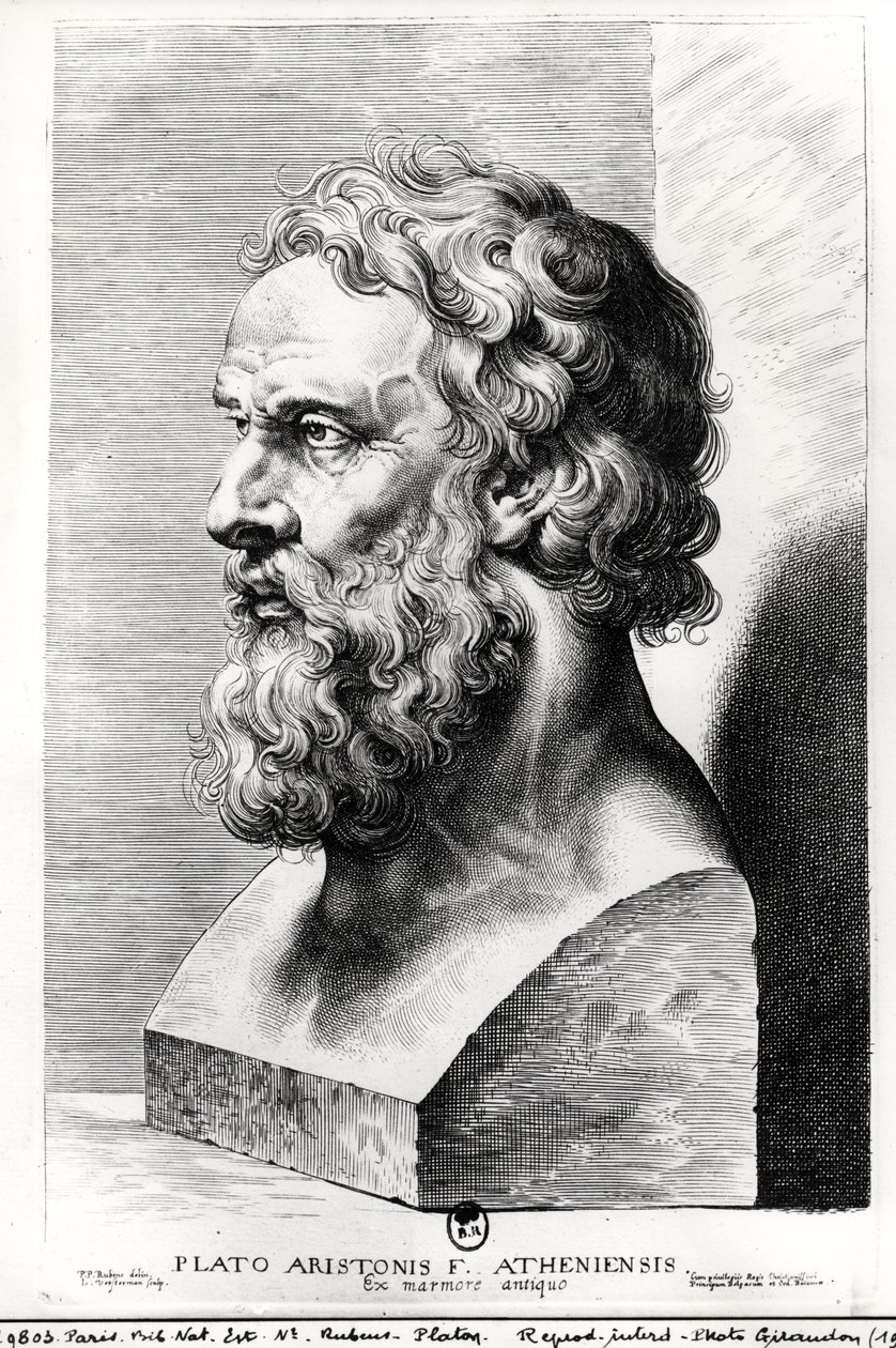 Lucas Emil Vorstermanin (1595-1675) kaivertama Platonin rintakuva (n. 427–348 eKr.) tekijältä Peter Paul Rubens