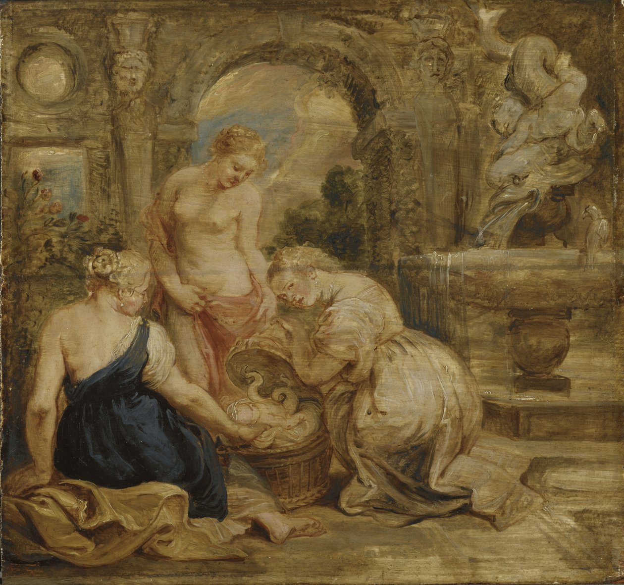 Cecrops" Tyttäret löytävät Erichtoniuksen, n. 1632 tekijältä Peter Paul Rubens