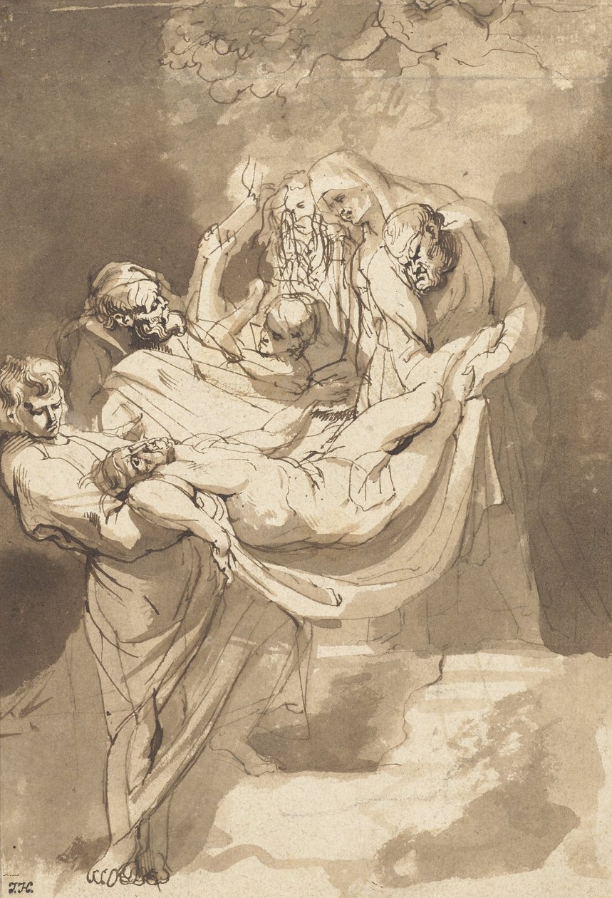 Kristuksen laskeuma haudalle, 1615-17 (muste ja wc paperilla) tekijältä Peter Paul Rubens