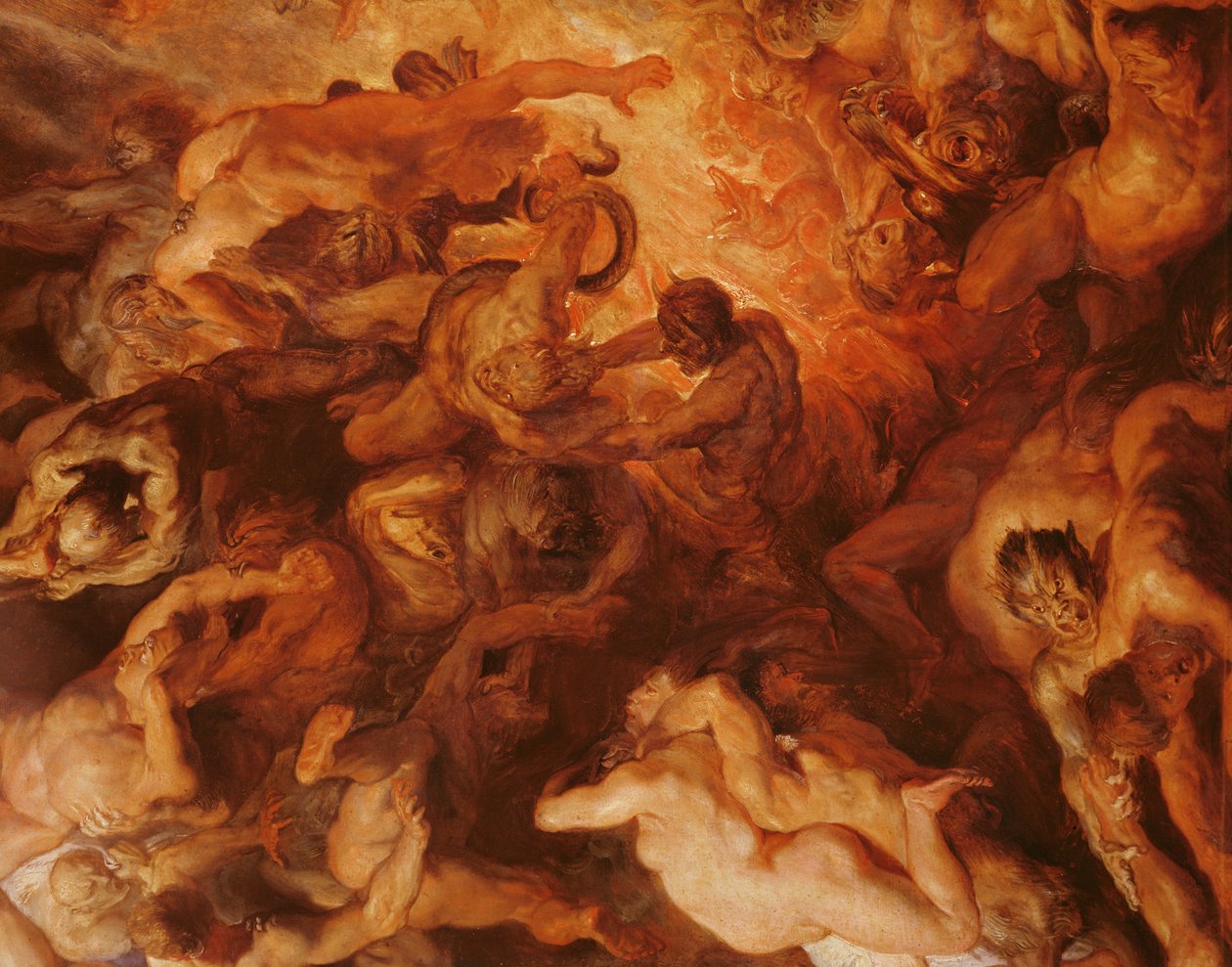 Yksityiskohta "pienestä" viimeisestä tuomiosta, n. 1620 (katso 206400) tekijältä Peter Paul Rubens