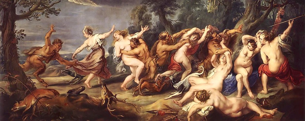 Diana ja hänen nymfinsä yllättyneet faunoista tekijältä Peter Paul Rubens