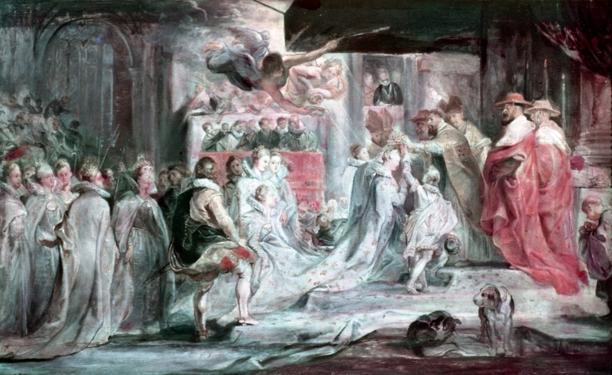 Die Krönung der Maria de Medici tekijältä Peter Paul Rubens