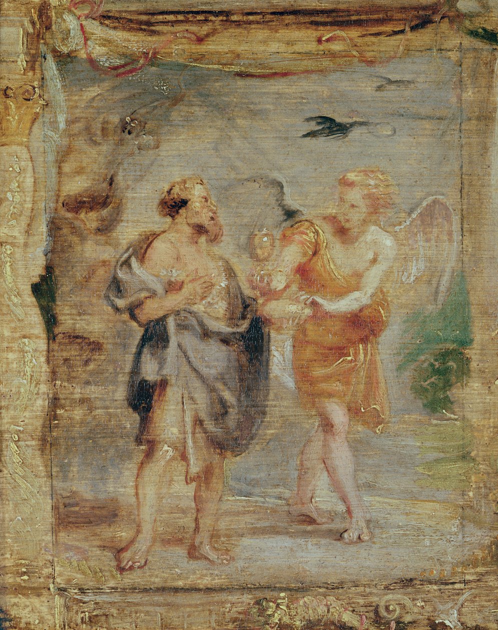 Elia saa leipää ja vettä enkeliltä, n.1626-28. tekijältä Peter Paul Rubens