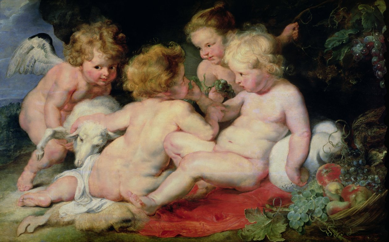 Kristuslapsi Johannes Kastajan ja kahden enkelin kanssa, 161520 (paneeli). tekijältä Peter Paul Rubens