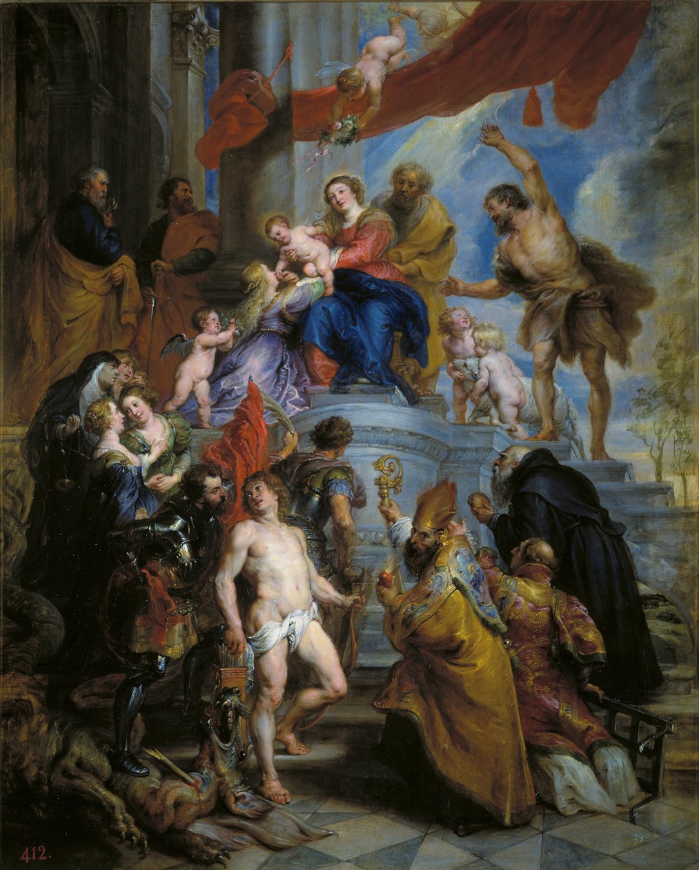La Sagrada Familia rodeada de santos tekijältä Peter Paul Rubens