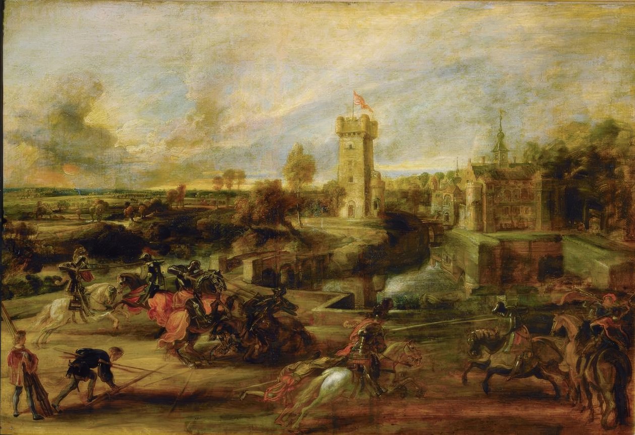 Landschaft mit Turnier vor der Burg von Steen tekijältä Peter Paul Rubens