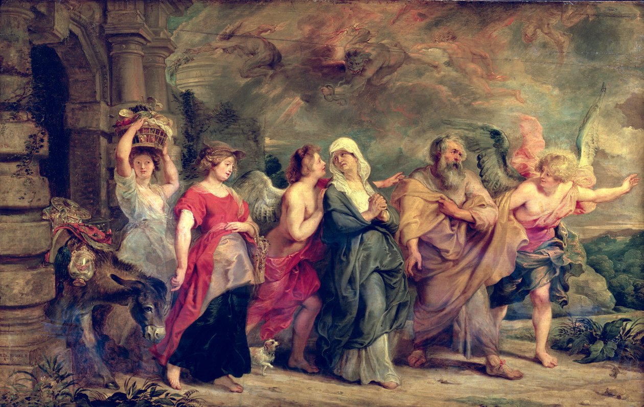 Lootin perhe lähtee Sodomasta, 1625 tekijältä Peter Paul Rubens