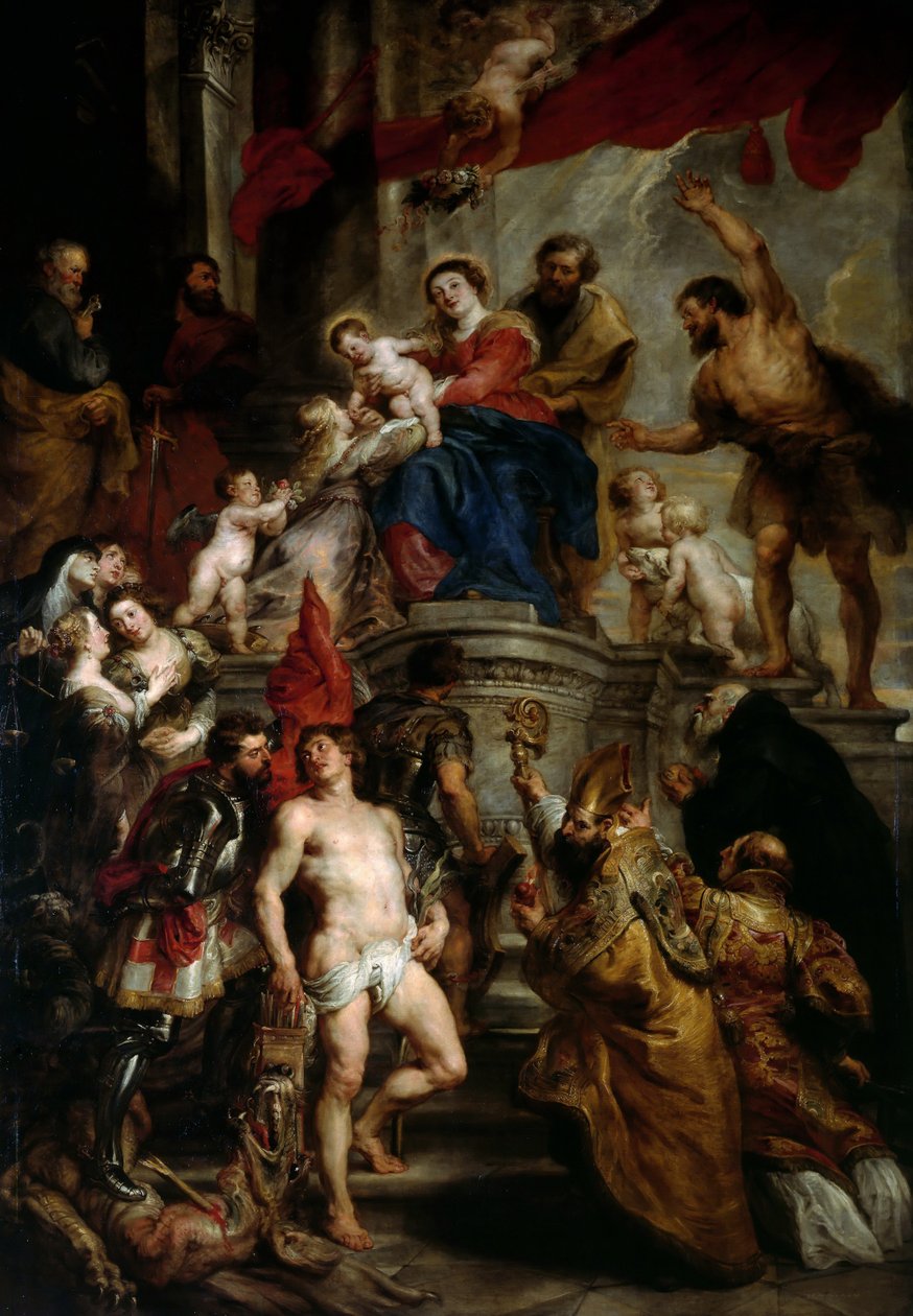Madonna valtaistuimella lasten ja pyhien kanssa tekijältä Peter Paul Rubens