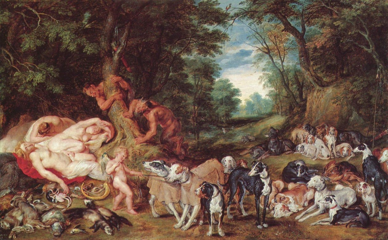 Nymphen, Satyrn und Hunde tekijältä Peter Paul Rubens