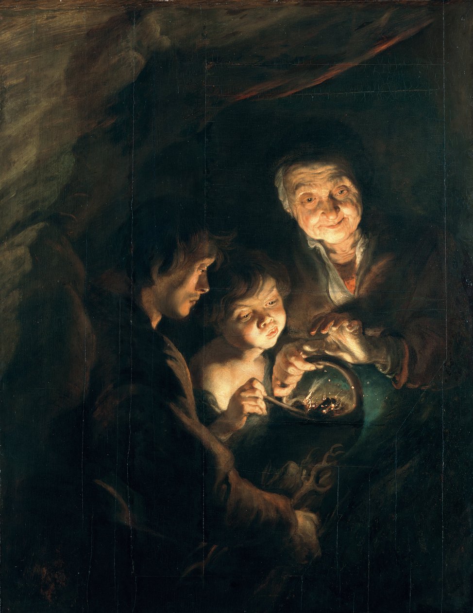 Vanha nainen hiilellä tekijältä Peter Paul Rubens