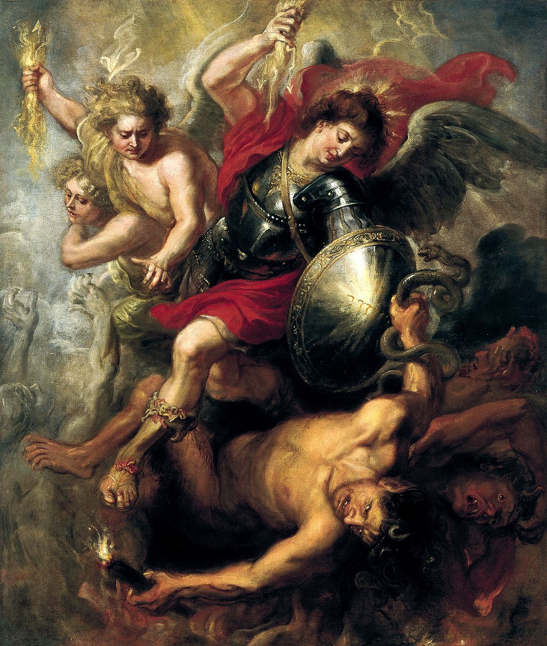 Pyhä Mikael karkotti Luciferin ja kapinalliset enkelit, 1622 tekijältä Peter Paul Rubens