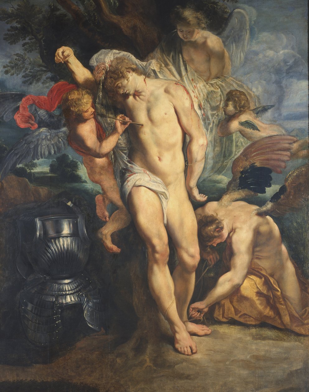 Pyhä Sebastián enkelien hoitama, 1601-02 tekijältä Peter Paul Rubens
