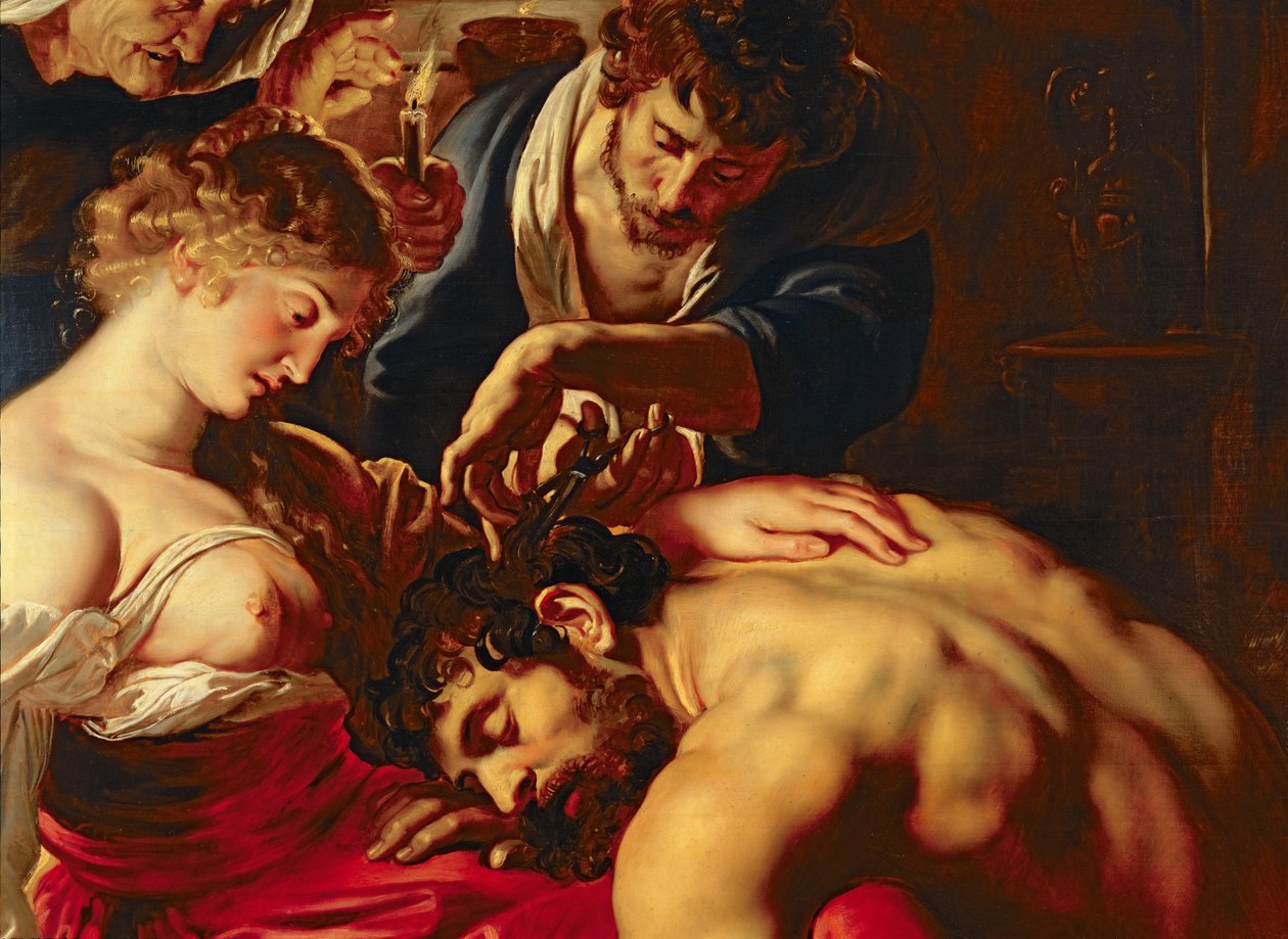 Simson ja Delilah, n. 1609 (yksityiskohta vuodesta 15815) tekijältä Peter Paul Rubens