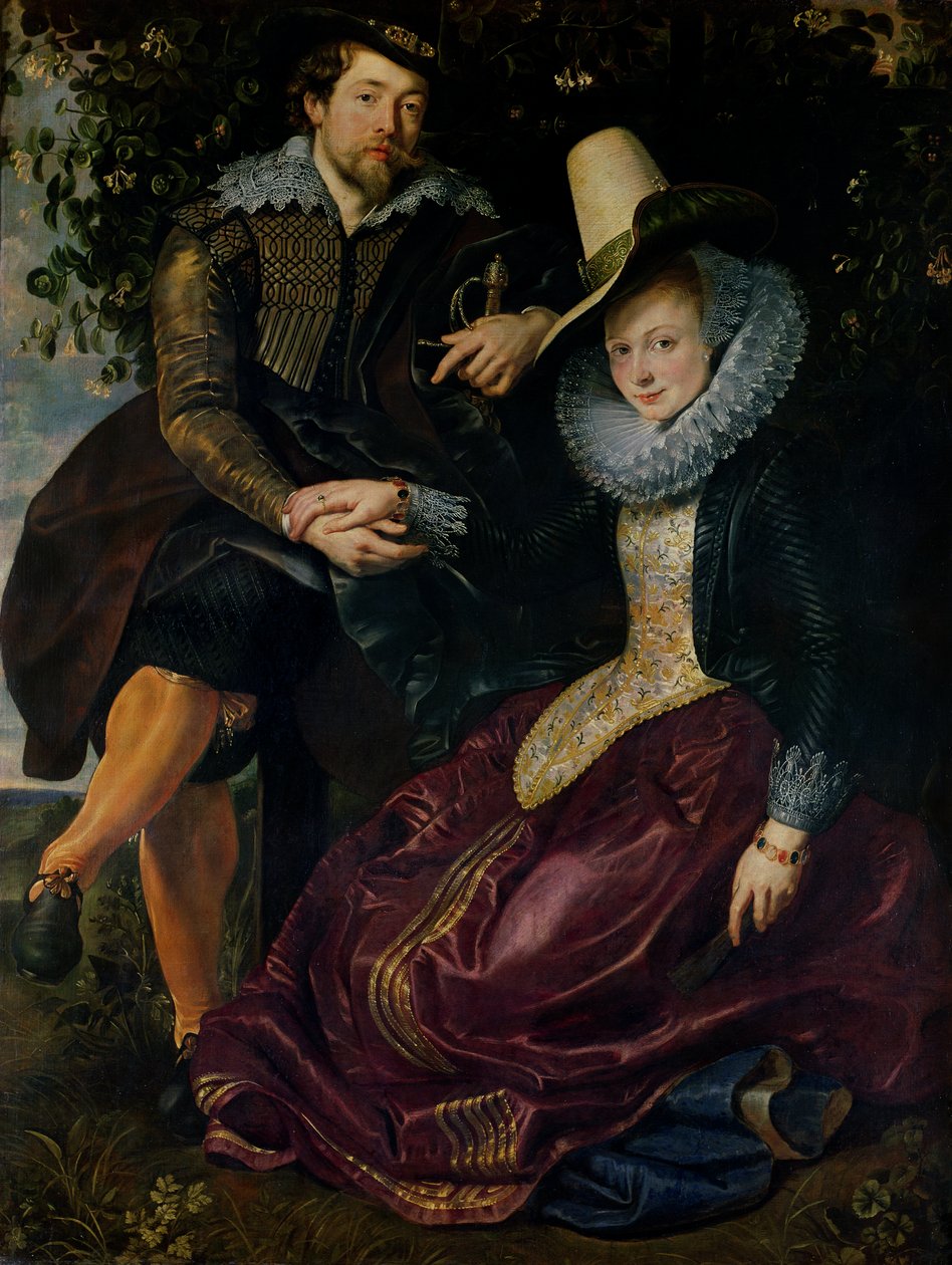 Omakuva Isabella Brandtin, hänen ensimmäisen vaimonsa kanssa kuusamaluussa, n. 1609 tekijältä Peter Paul Rubens