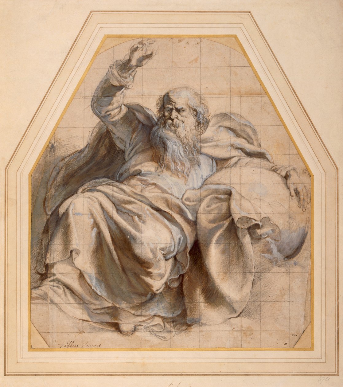 Tutkimus Sakarias (lyijykynä ja wc paperille) tekijältä Peter Paul Rubens