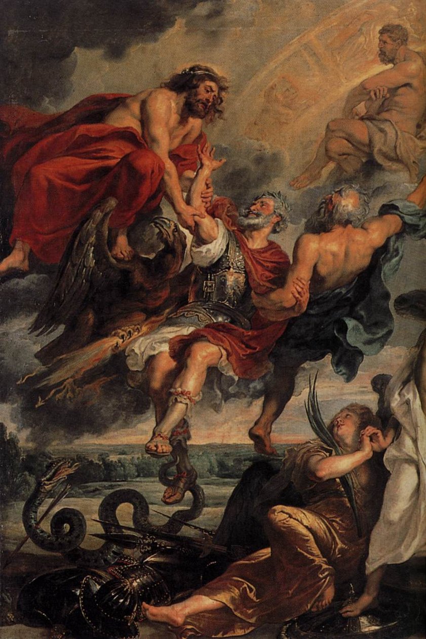 Henrik IV: n apoteoosi ja Marie de Médicisin valtakunnan julistus 14. toukokuuta 1610 (yksityiskohta) tekijältä Peter Paul Rubens