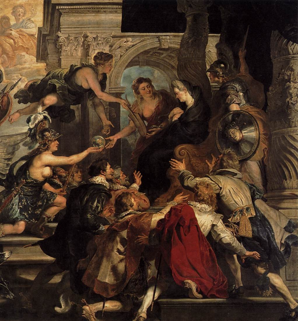 Henrik IV: n apoteoosi ja Marie de Médicisin valtakunnan julistus 14. toukokuuta 1610 (yksityiskohta) tekijältä Peter Paul Rubens