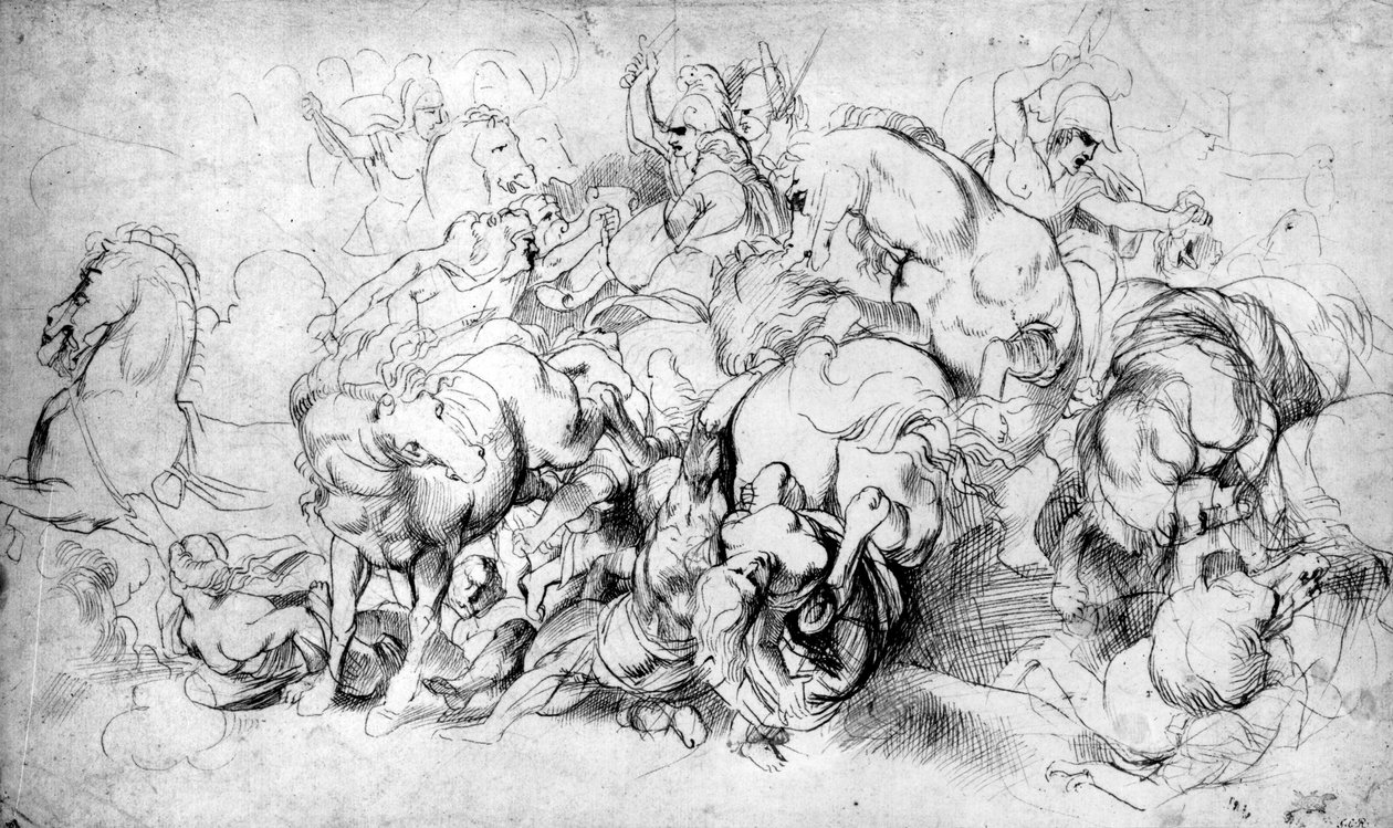Taistelu kreikkalaisten ja amatsonien välillä, n. 1602-04 tekijältä Peter Paul Rubens