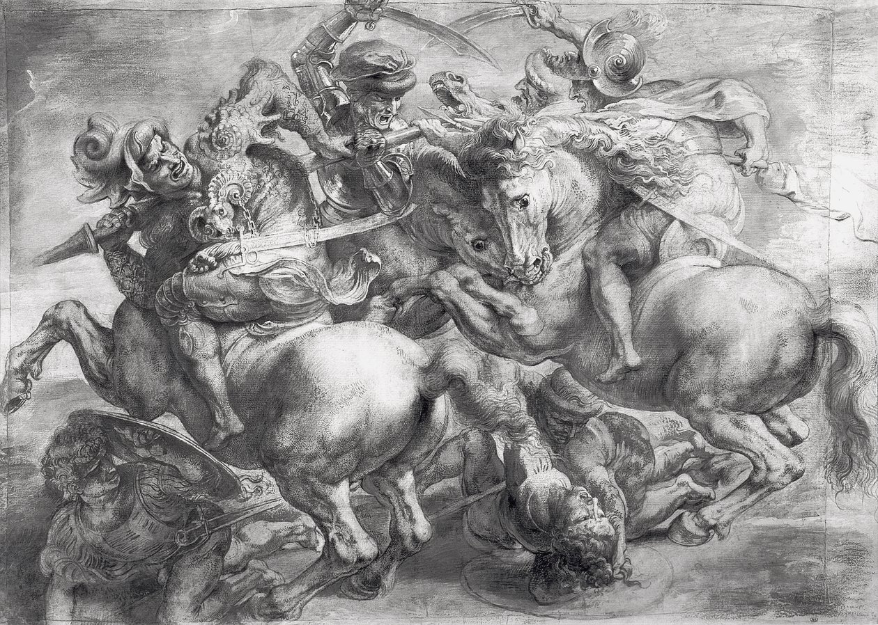 Anghiarin taistelu Leonardo da Vincin jälkeen (1452-1519) tekijältä Peter Paul Rubens