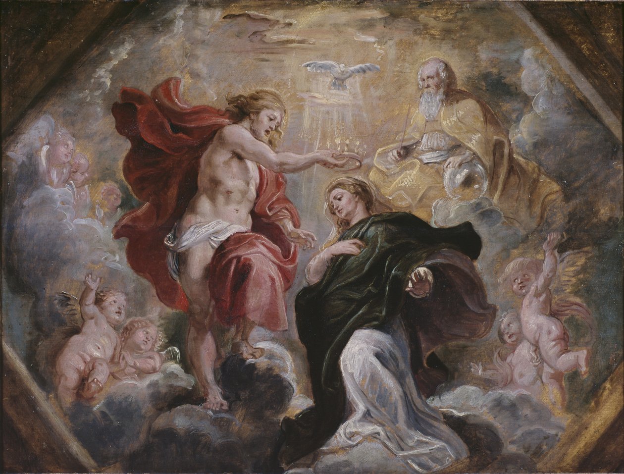 Neitsyen kruunaus, noin 1613 tekijältä Peter Paul Rubens