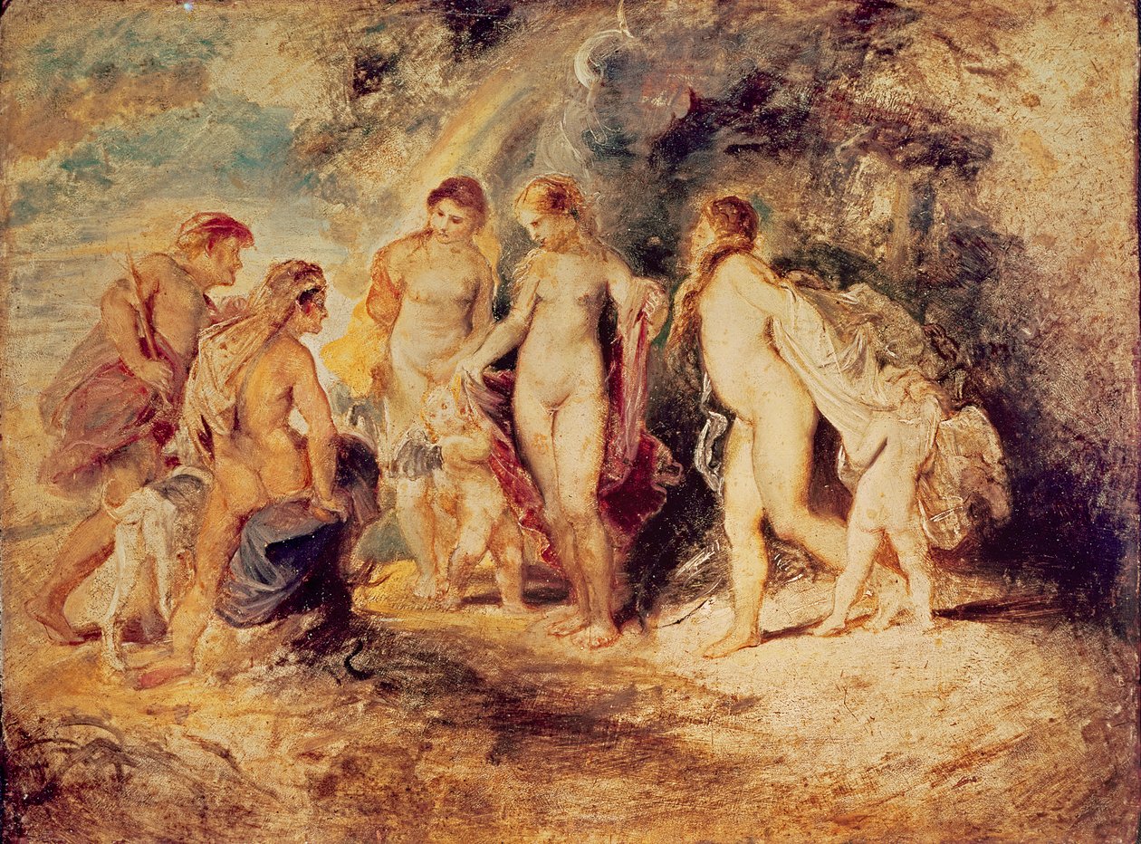 Pariisin tuomio, n. 1599-1601 (öljy kuparille) tekijältä Peter Paul Rubens