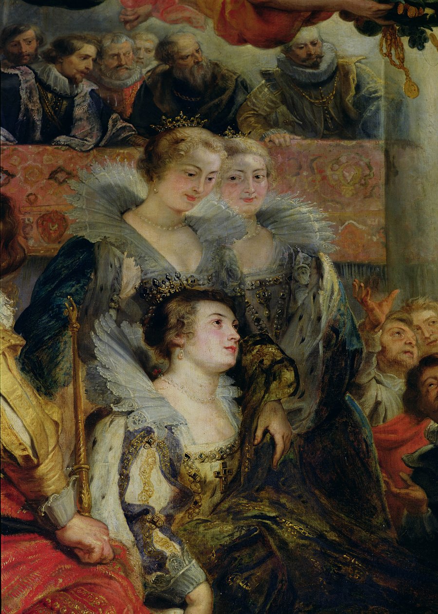 Medici-sykli: Marie de Medicin (1573-1642) kruunaus St. Denisissä, 13. toukokuuta 1610, yksityiskohta Guemeneen ja Contin prinsessasta, 1621-25 tekijältä Peter Paul Rubens