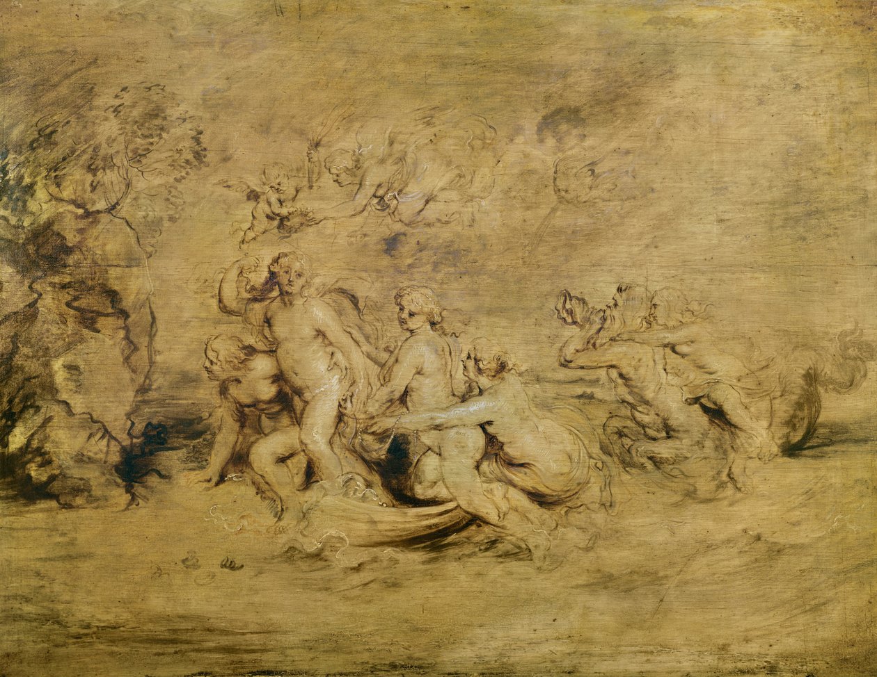 Venuksen voitto (punainen, musta ja valkoinen muste ja liitu paperille) tekijältä Peter Paul Rubens