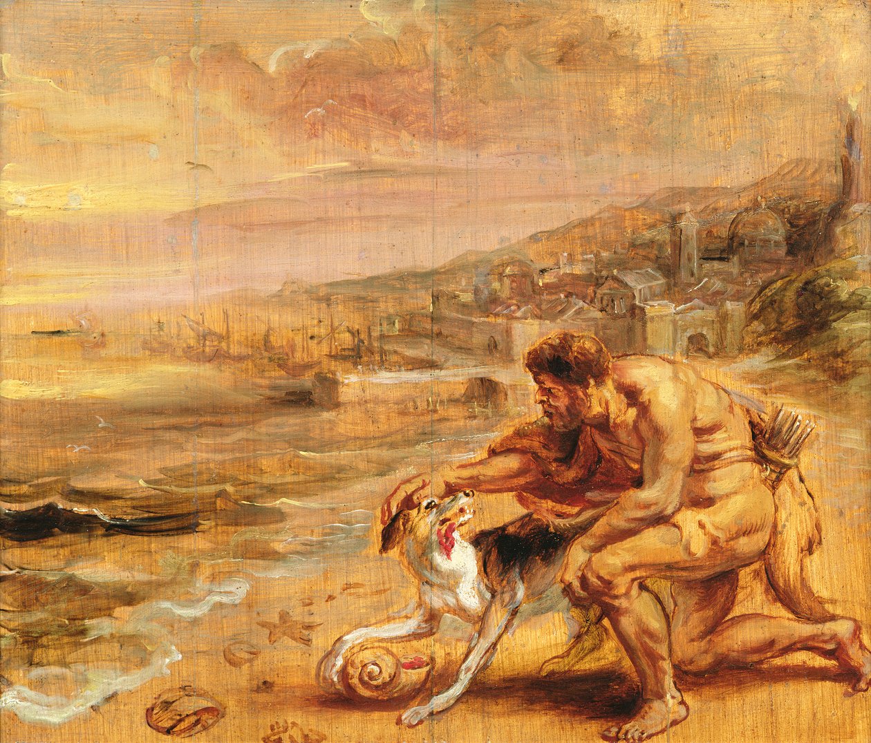 Purppuran löytö, n. 1636 (öljy puulle) tekijältä Peter Paul Rubens