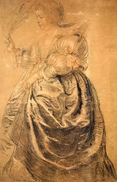 Nainen tuulettimen kanssa tekijältä Peter Paul Rubens