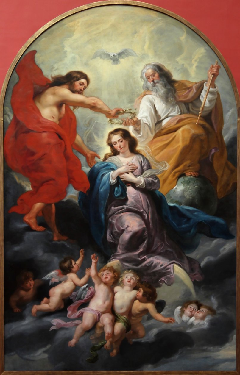 Neitsyt kruunajaiset tekijältä Peter Paul studio of Rubens