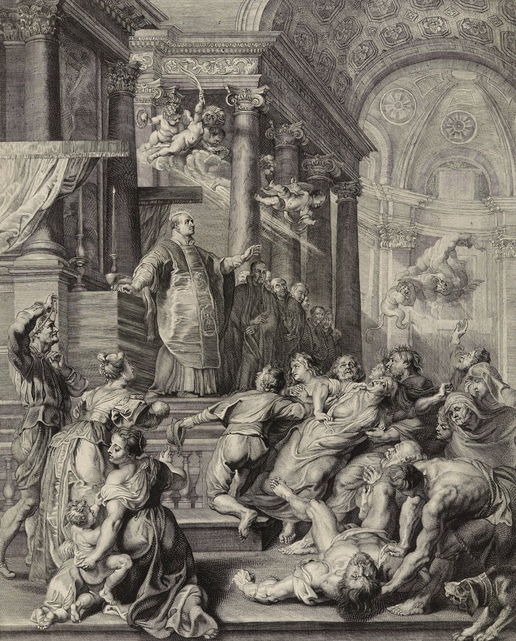 Pyhä Ignatius Loyola (kaiverrus paperille) tekijältä Peter Paul after Rubens