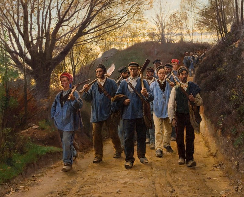 Franske landarbejdere i hulvej tekijältä Peder Severin Krøyer