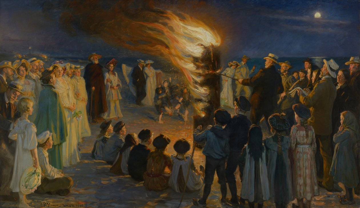 Juhannusaaton kokko Skagen Beachillä tekijältä Peder Severin Krøyer