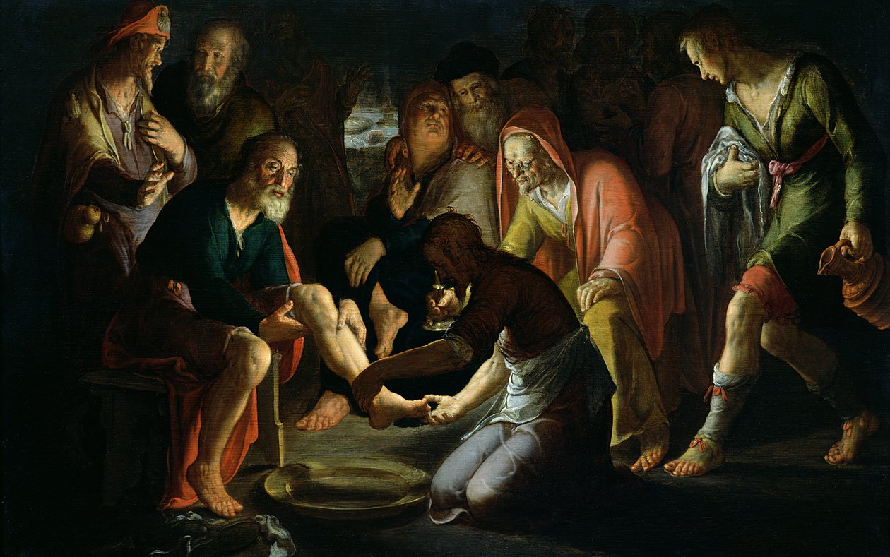 Kristus pesee opetuslasten jalkoja, 1623 tekijältä Peter Wtewael