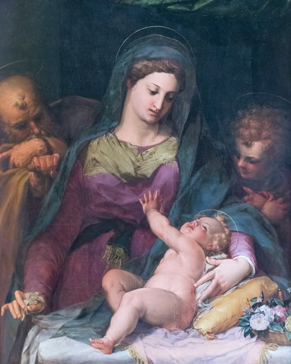 Madonna ja lapsi nuoren St Johnin kanssa, ennen vuotta 1585, Pieter de Witte (öljy paneelissa) tekijältä Peter (1548 1628) Candid