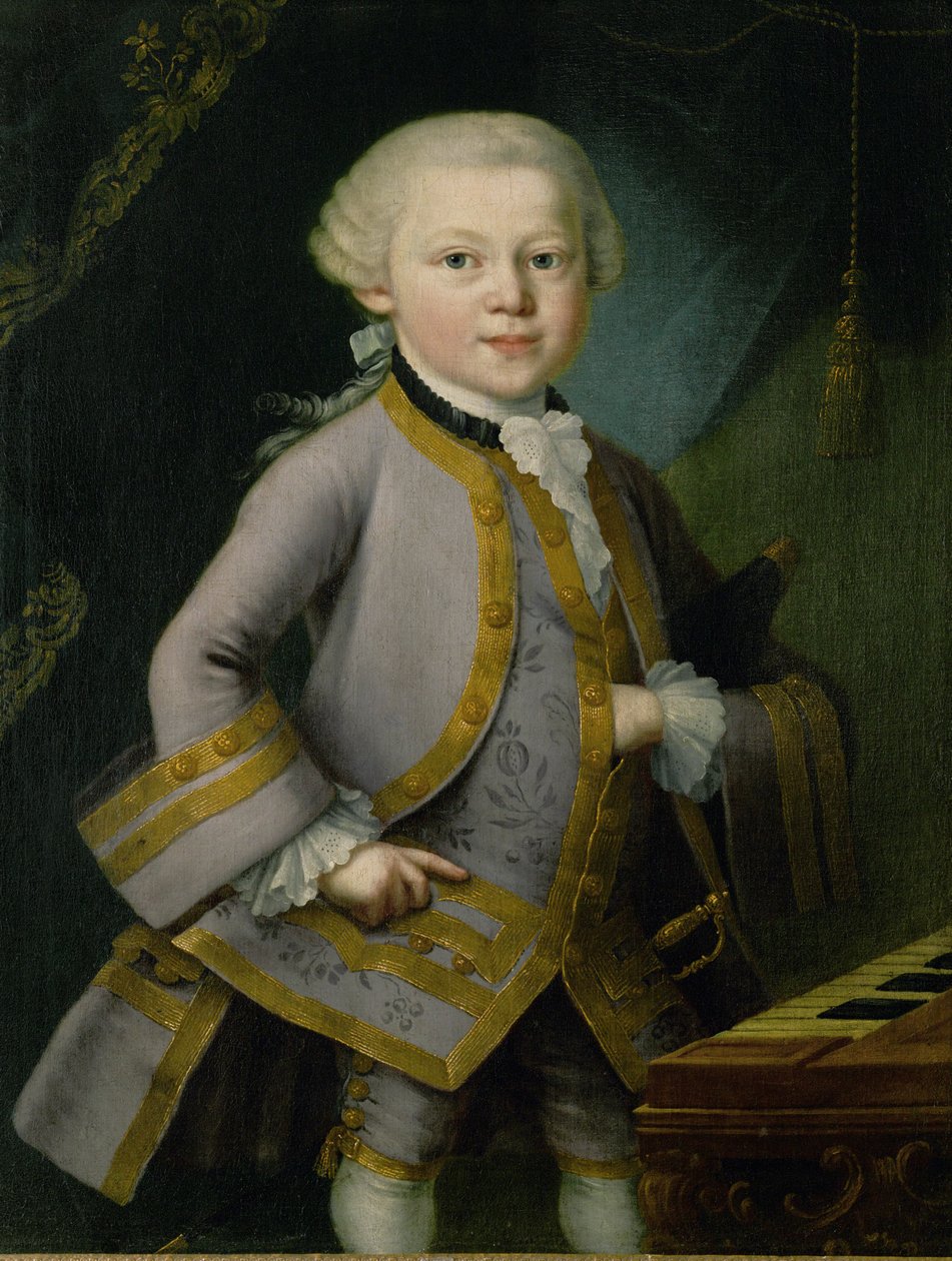 Nuori Mozart hovipuvussa (öljy kankaalle) tekijältä Peter Anton Lorenzoni