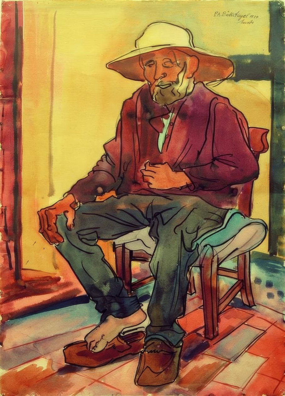 Westfalenin maanviljelijä lepäämässä (Thorlümke) tekijältä Peter August Böckstiegel