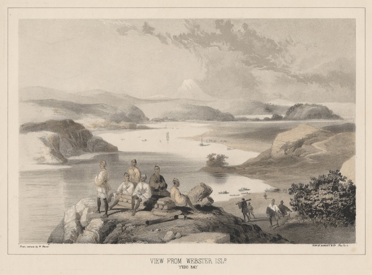 Näkymä Websterin saarelta Yedon lahdella, Sarony ja kumppanit, 1855 (kromoliitti). tekijältä Peter Bernhard Wilhelm Heine