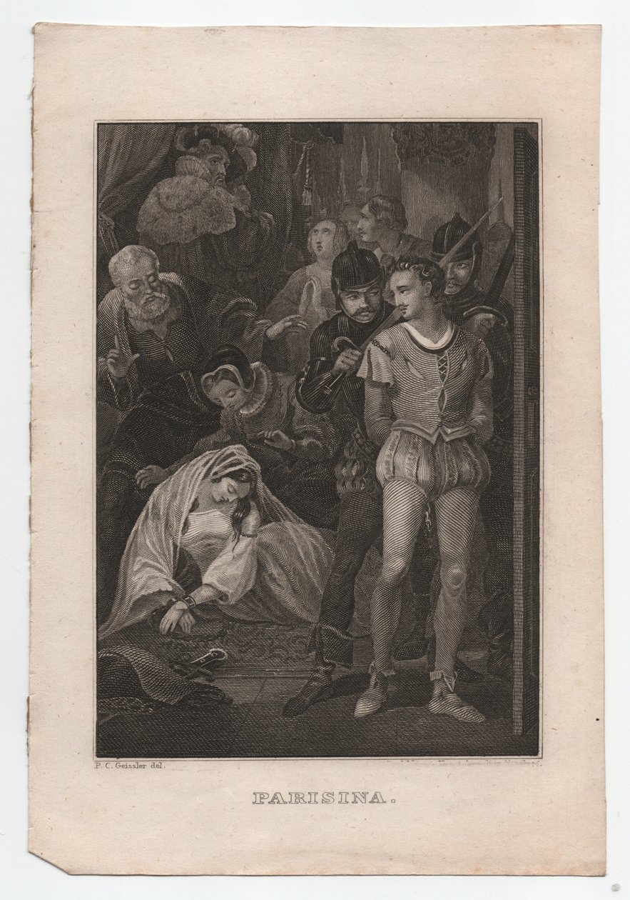 Parisina, n. 1850 (kaiverrus) tekijältä Peter Carl Geissler
