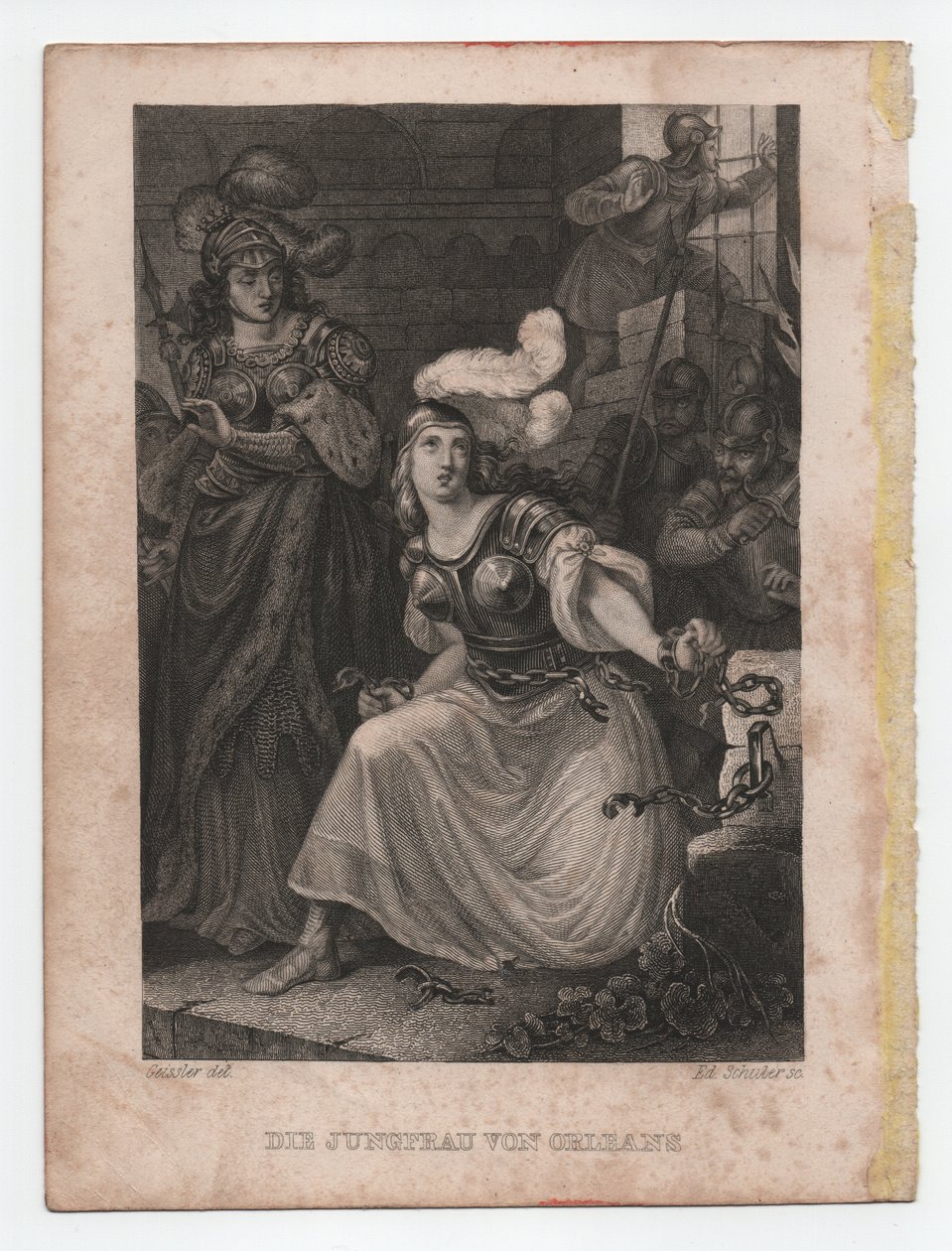 Orléansin neito, n. 1840 (kaiverrus). tekijältä Peter Carl Geissler