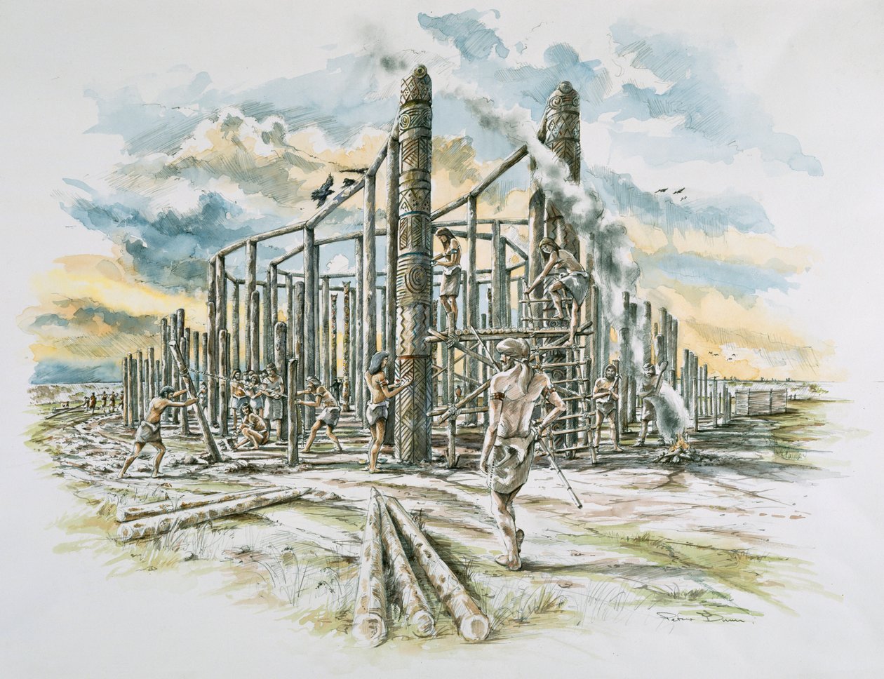 Durrington Walls, Wiltshire, 2500 eKr. 2000-luvun alussa tekijältä Peter Dunn