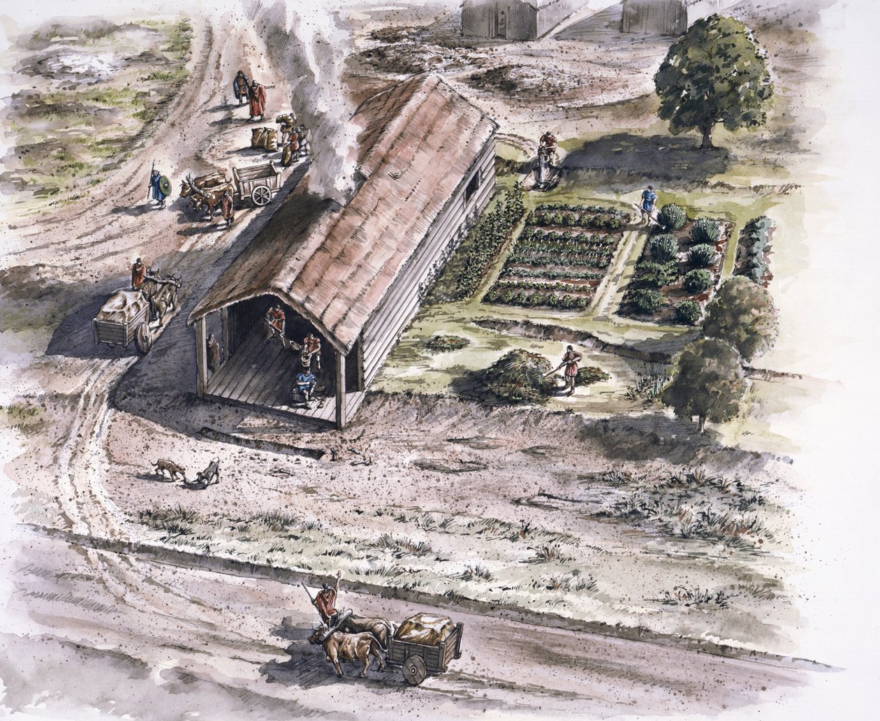 Teollisuusrakennus, Ribchesterin roomalainen linnoitus, Lancashire, 2. vuosisata, 1996 tekijältä Peter Dunn