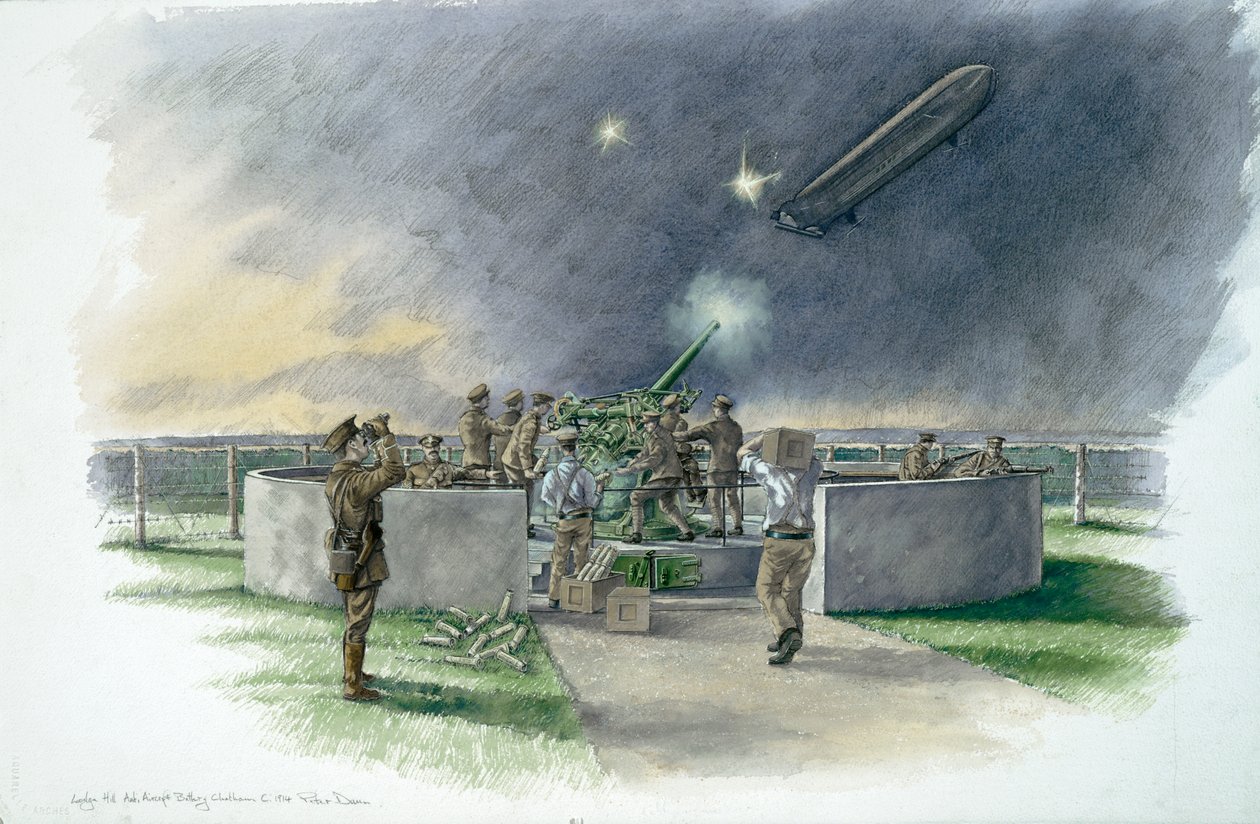 Lodge Hill Battery, ampui saksalaista zeppeliiniä ensimmäisen maailmansodan aikana, 1910-luku, 1980-2010 tekijältä Peter Dunn